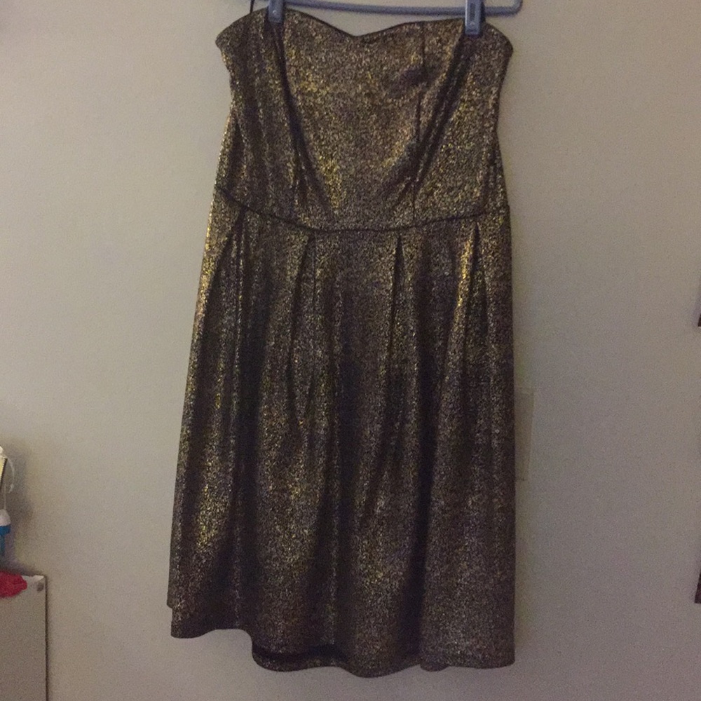 Black and gold strapless dress